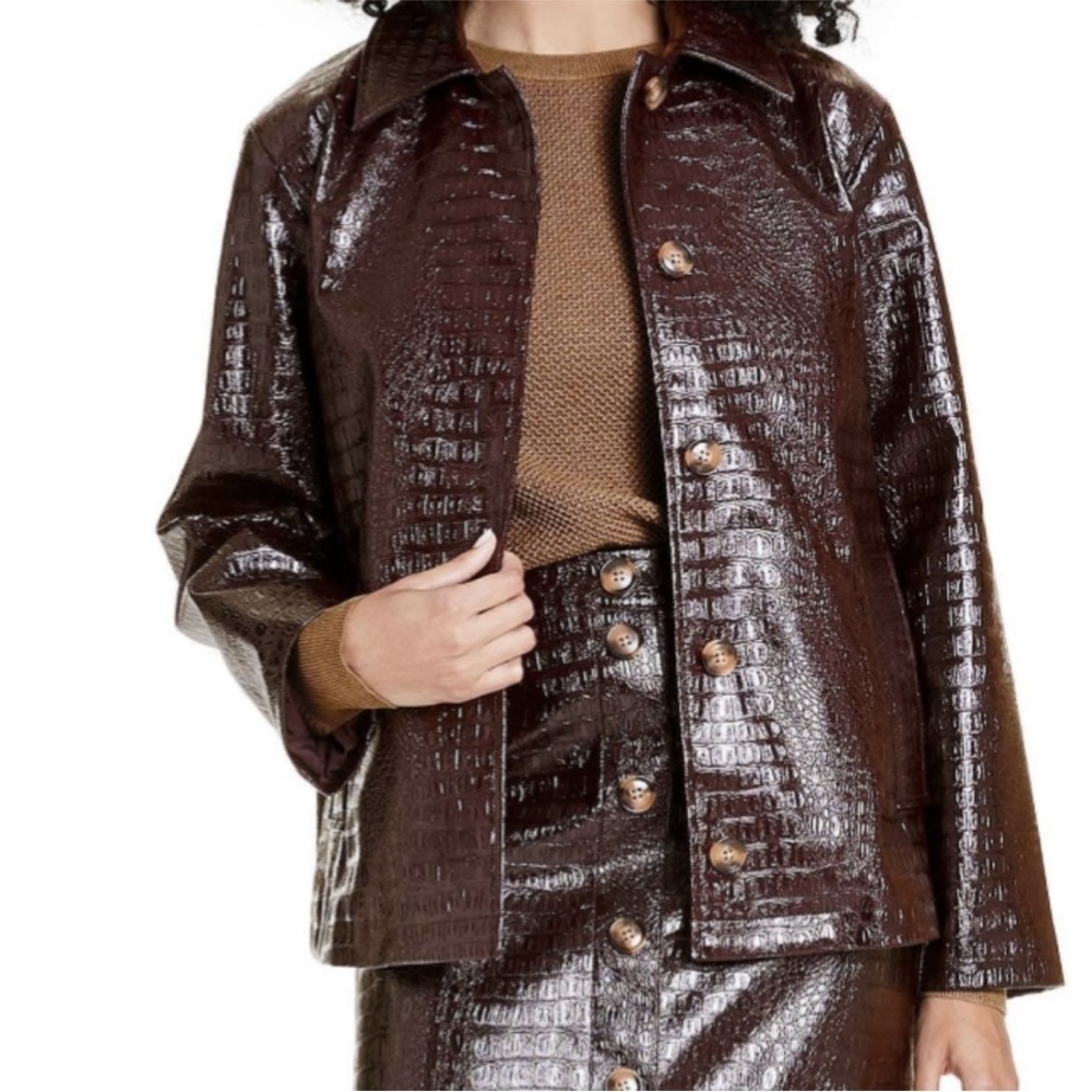 Rachel Comey x Target Faux Croc Leather Jacket Y2K Brown XS | Like New